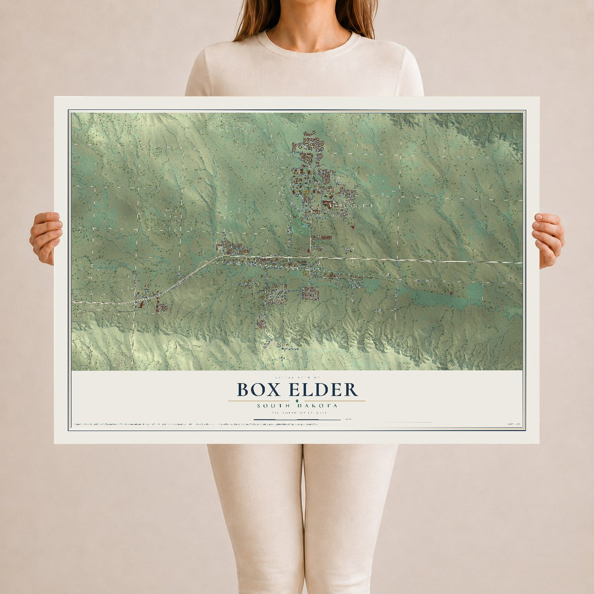 Map of Box Elder, South Dakota, 24 x 36 inch unframed archival matte print