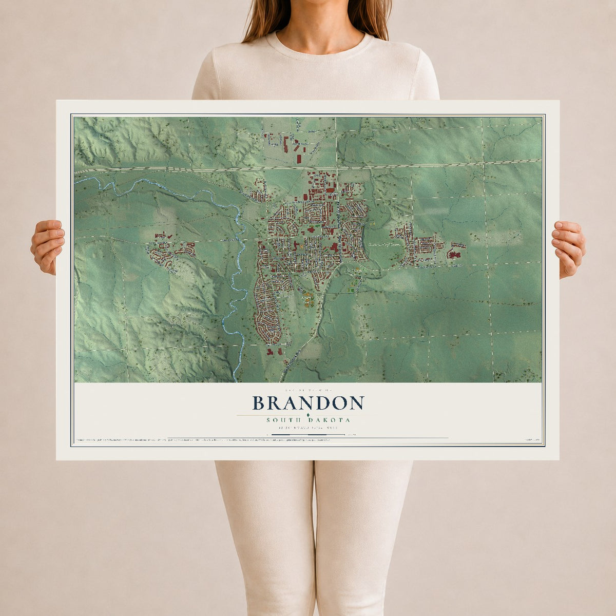 Map of Brandon, South Dakota, 24 x 36 inch unframed archival matte print