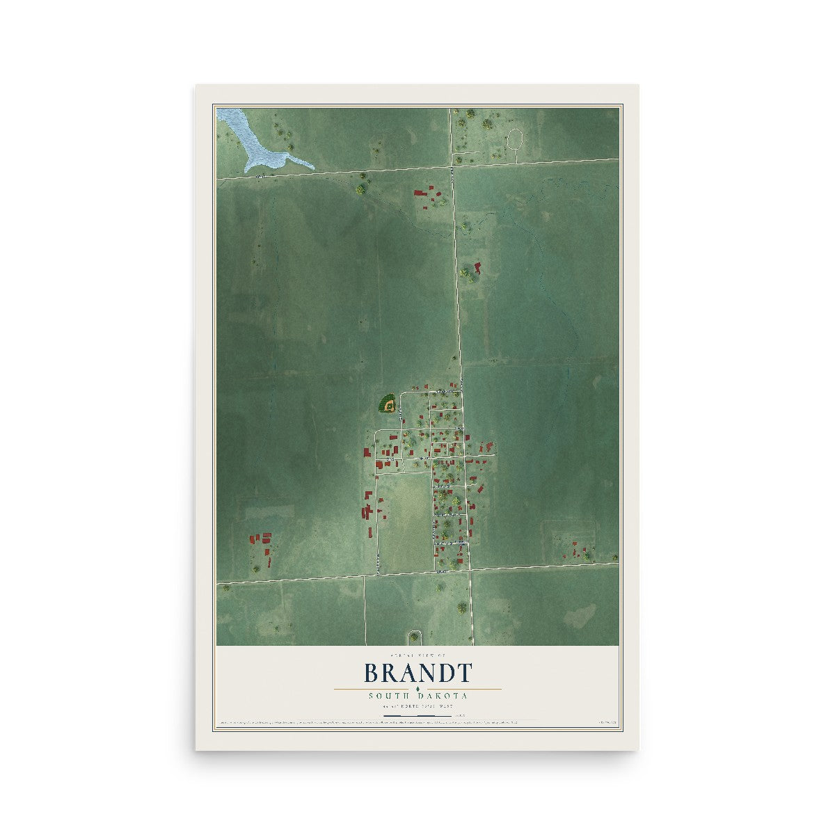 Map of Brandt, South Dakota, 12 x 18 inch unframed archival matte print