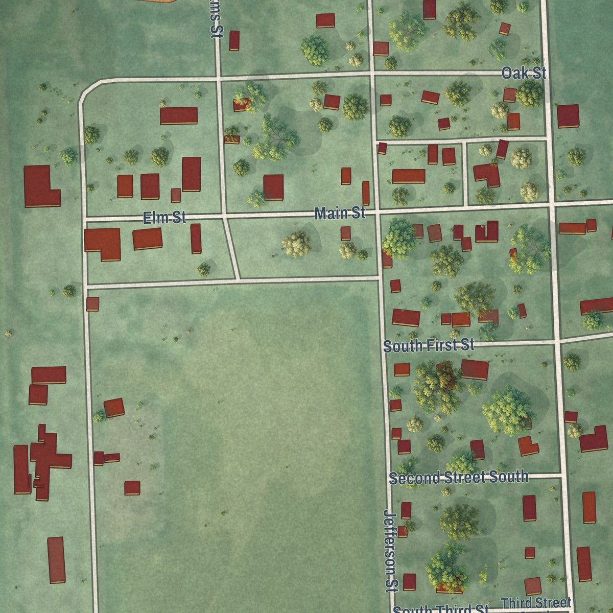 Close-up of the map of Brandt, South Dakota print showing street and building detail