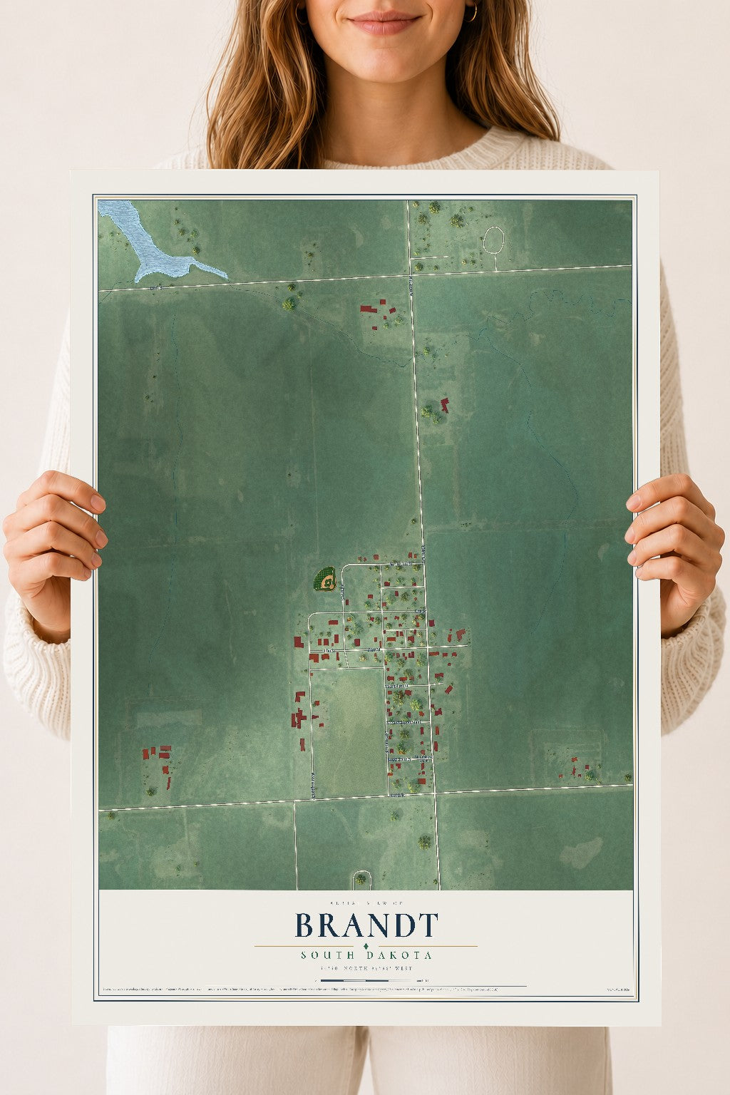 Map of Brandt, South Dakota, 18 x 24 inch unframed archival matte print
