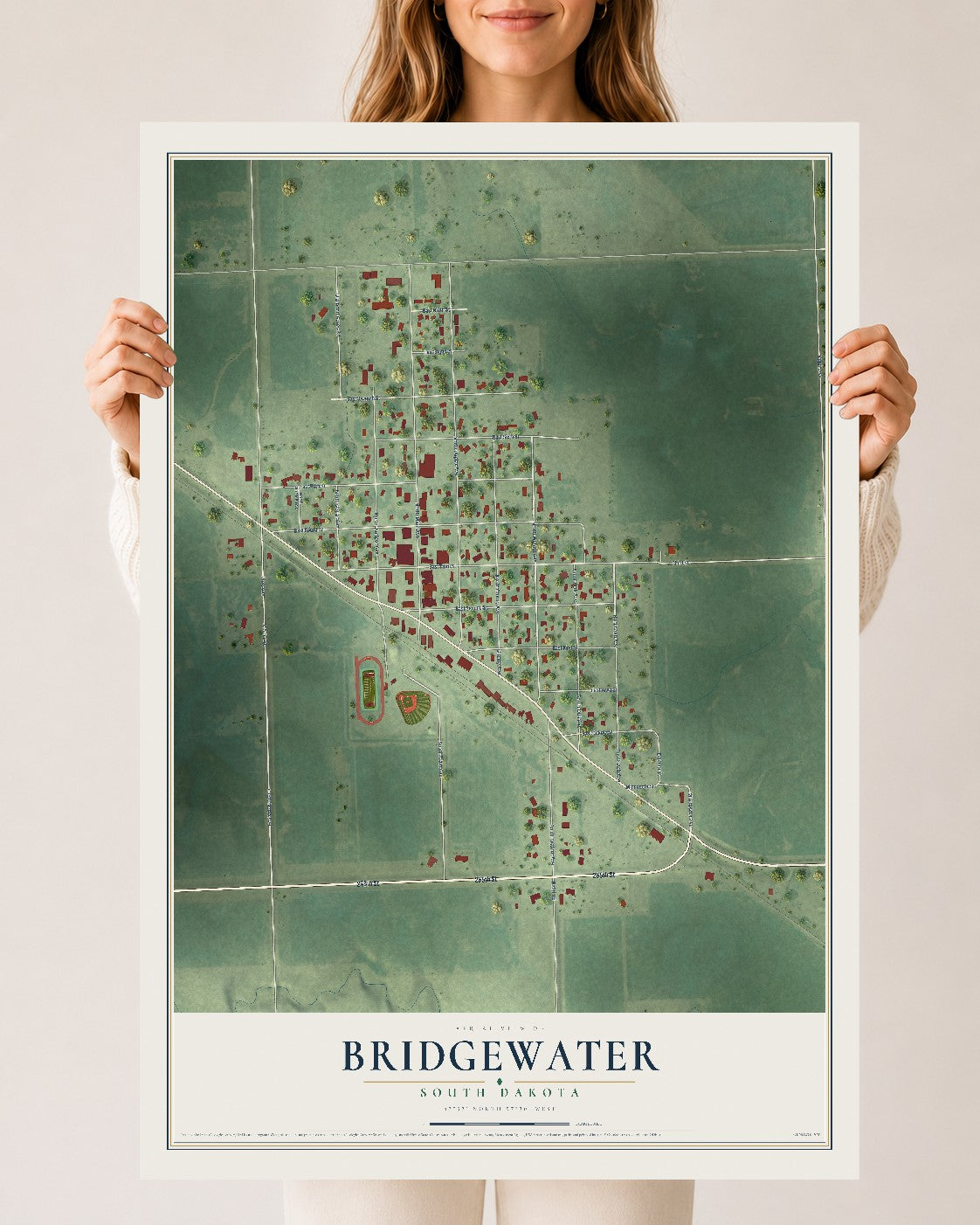 Map of Bridgewater, South Dakota, 24 x 36 inch unframed archival matte print