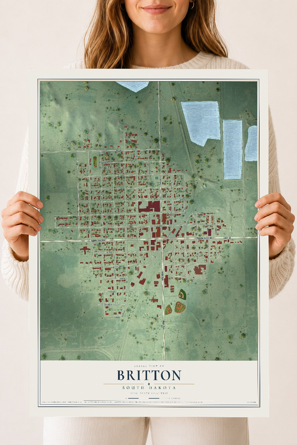 Map of Britton, South Dakota, 18 x 24 inch unframed archival matte print