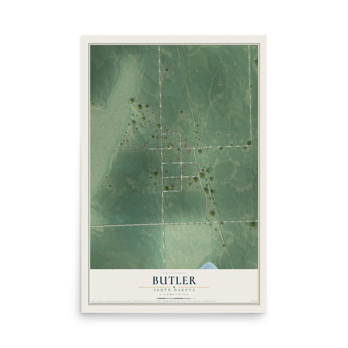 Map of Butler, South Dakota, 12 x 18 inch unframed archival matte print