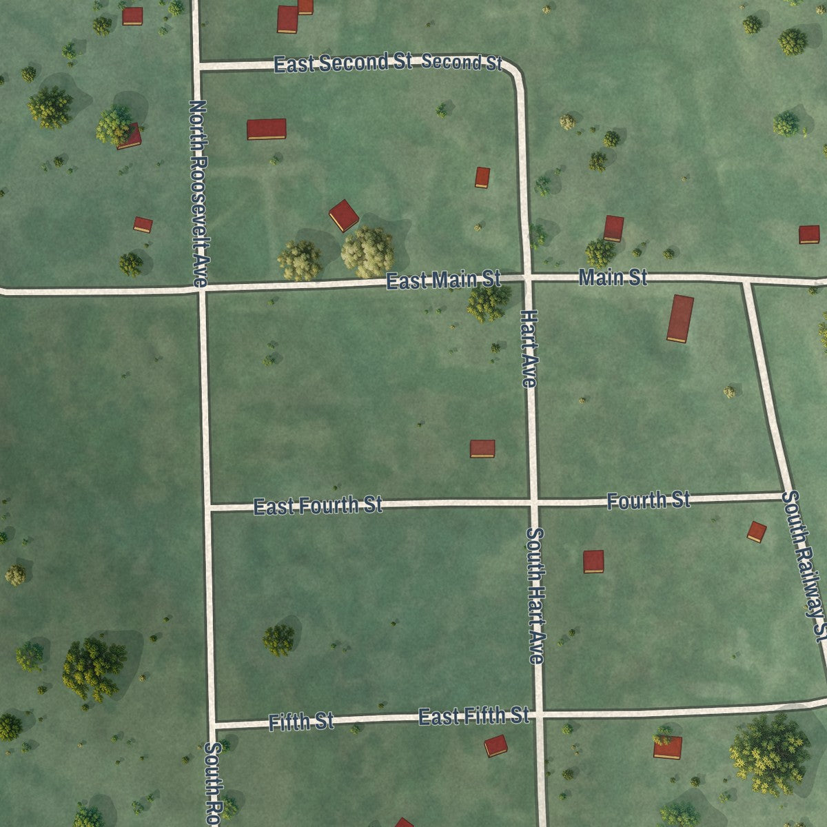 Close-up of the map of Butler, South Dakota print showing street and building detail