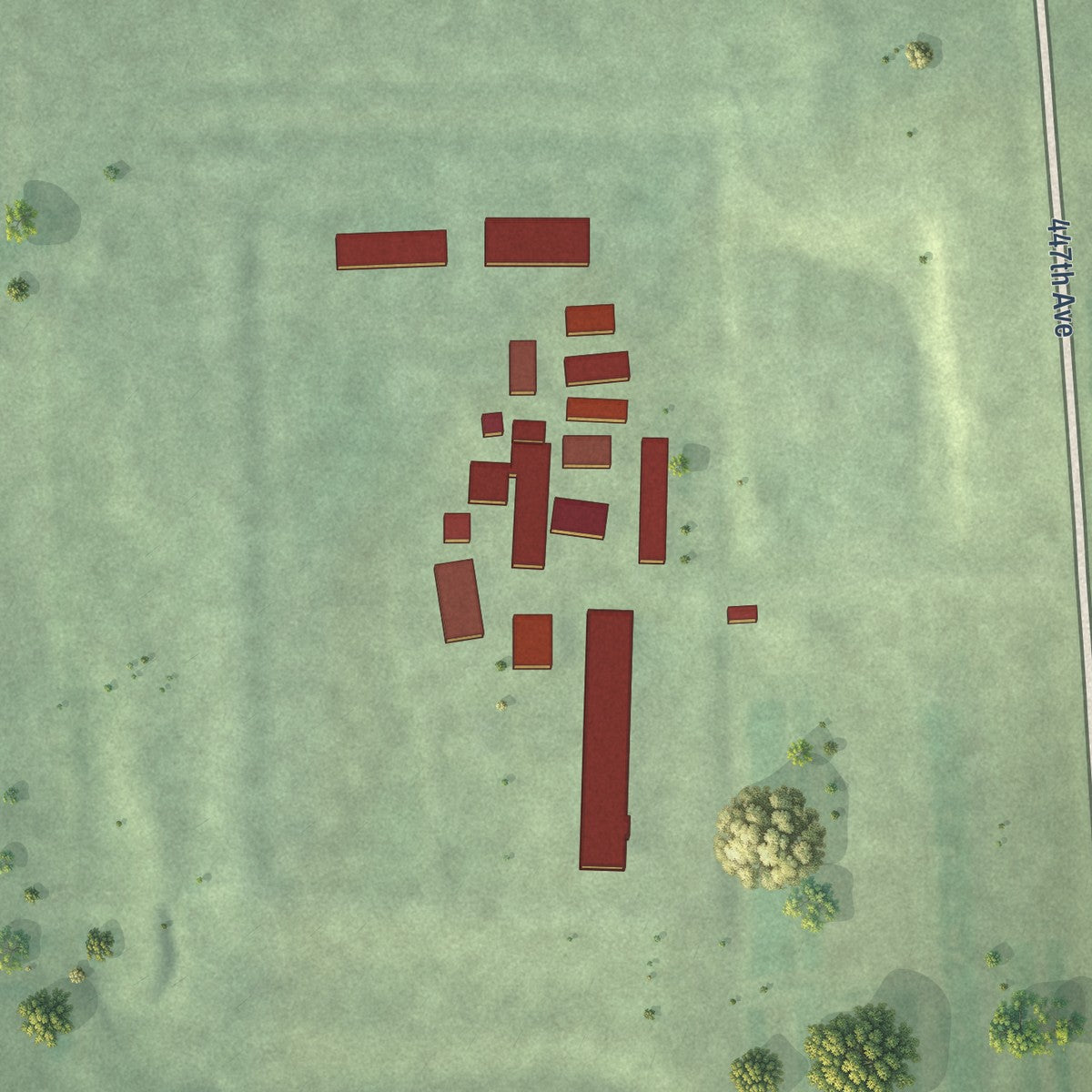 Close-up of the map of Cameron Colony, South Dakota print showing street and building detail