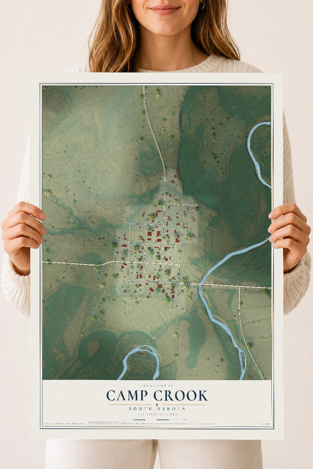 Map of Camp Crook, South Dakota, 18 x 24 inch unframed archival matte print