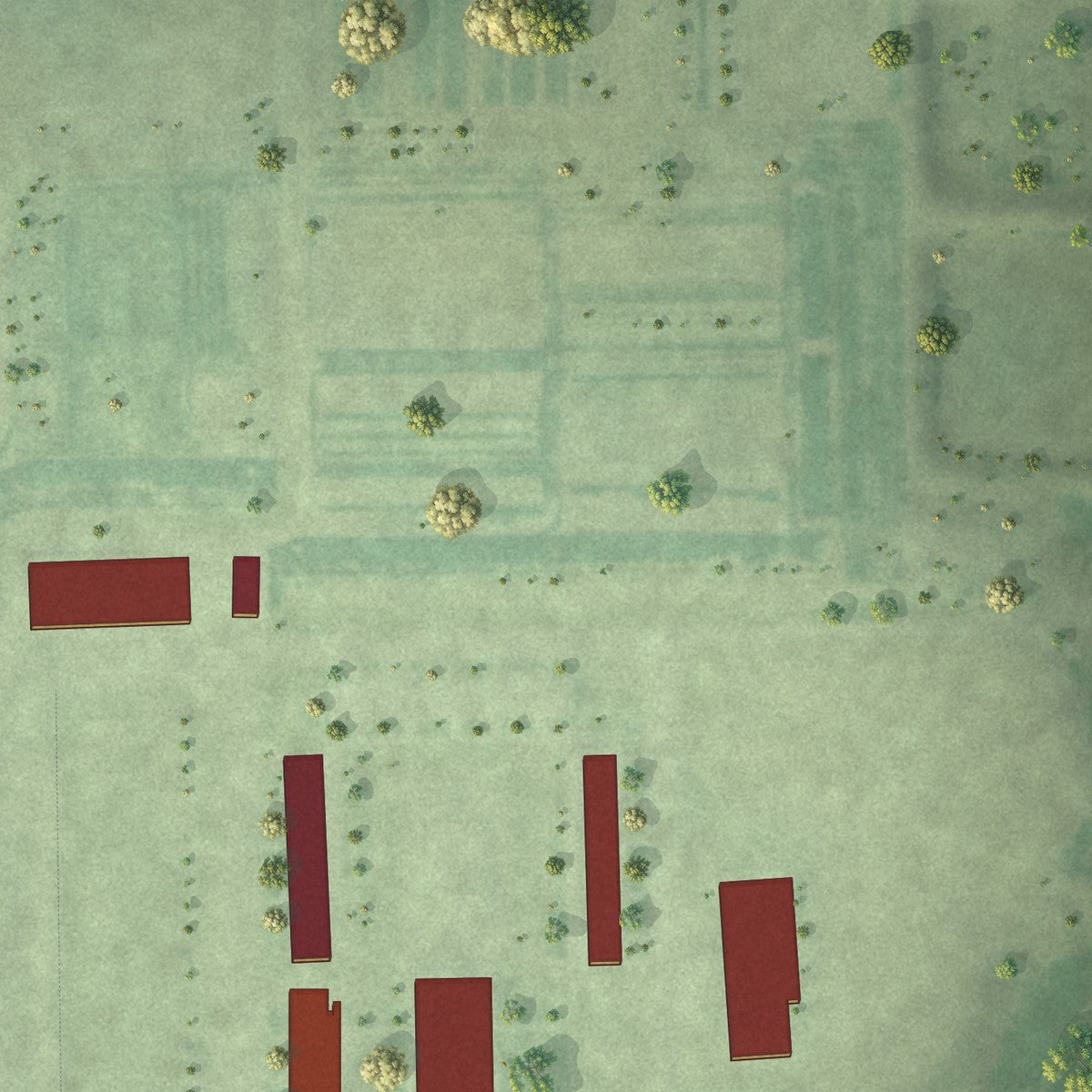 Close-up of the map of Camrose Colony, South Dakota print showing street and building detail
