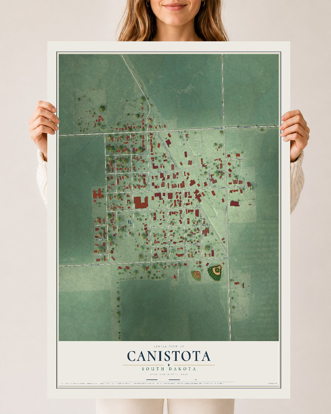 Map of Canistota, South Dakota, 24 x 36 inch unframed archival matte print