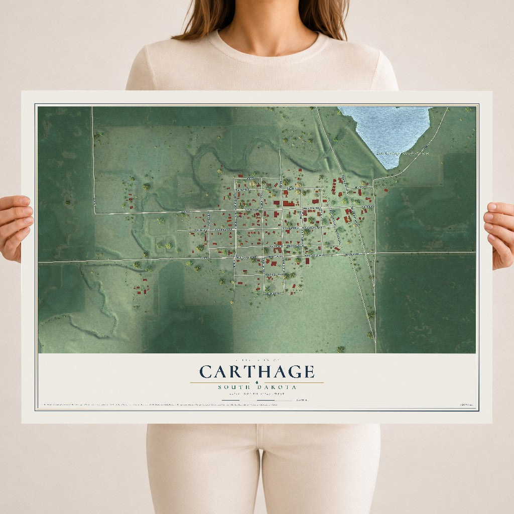 Map of Carthage, South Dakota, 18 x 24 inch unframed archival matte print