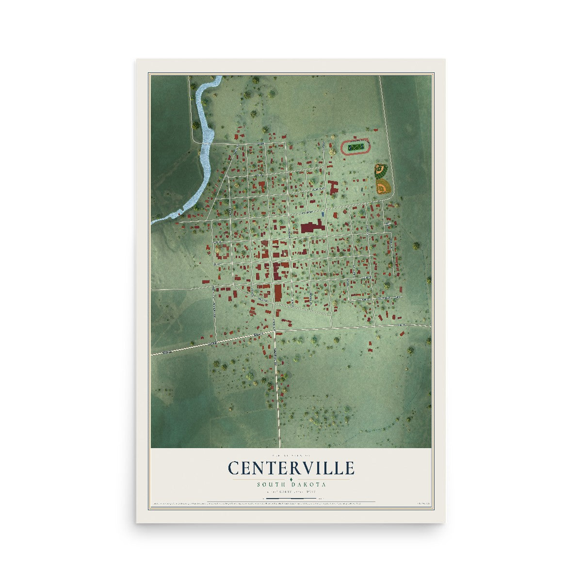 Map of Centerville, South Dakota, 12 x 18 inch unframed archival matte print