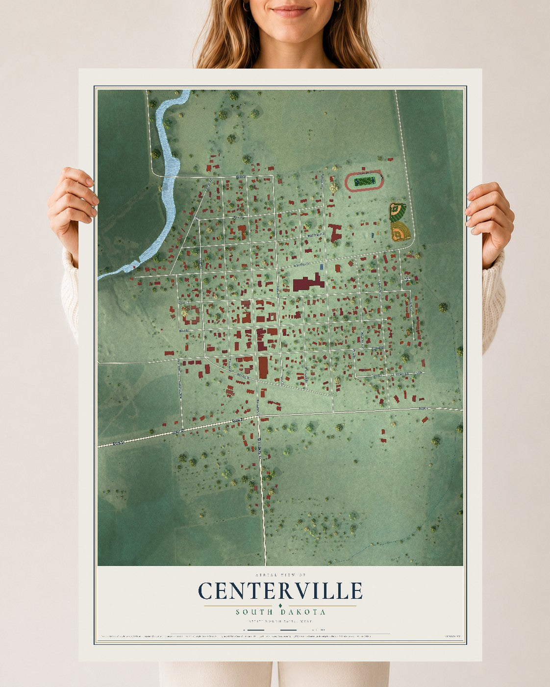 Map of Centerville, South Dakota, 24 x 36 inch unframed archival matte print