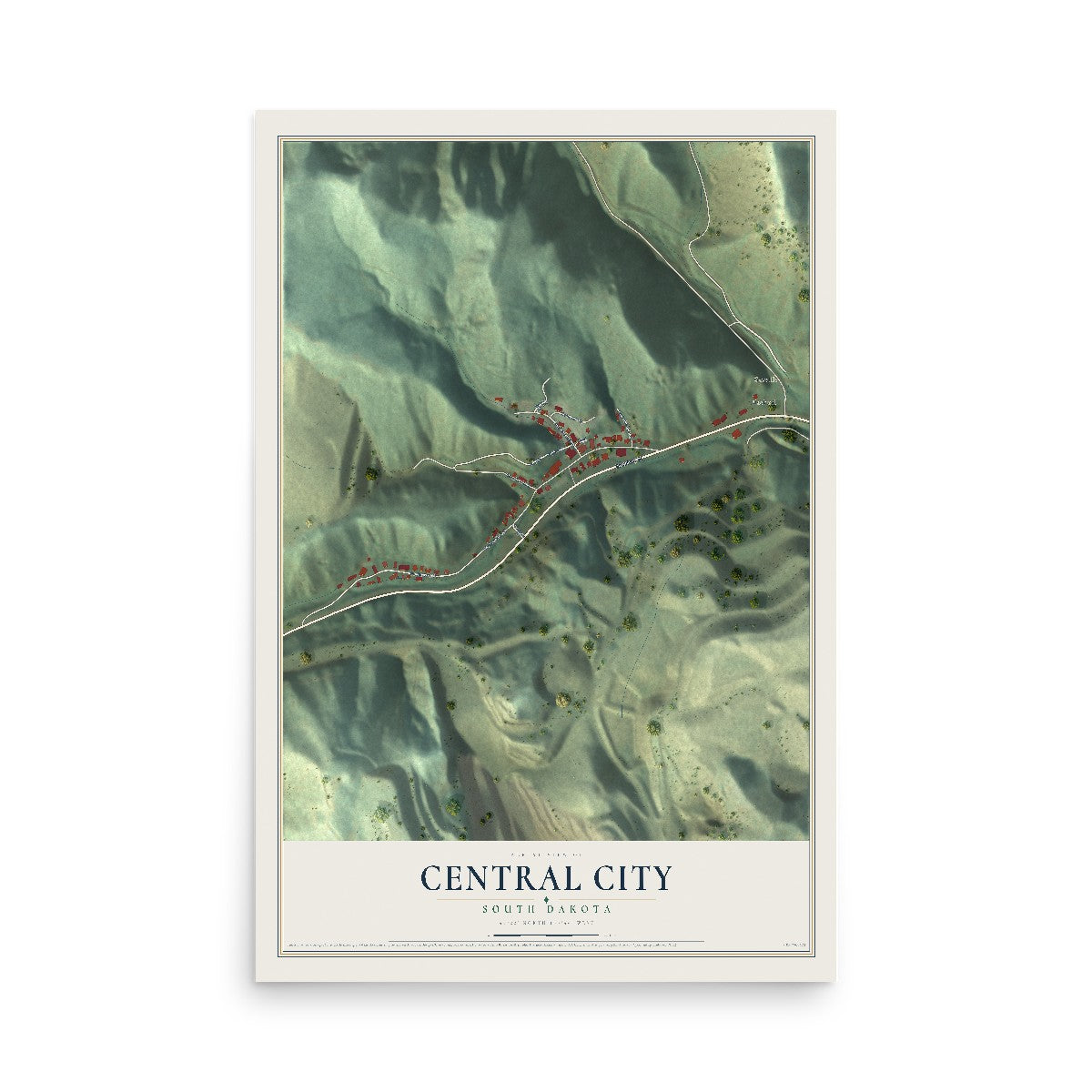 Map of Central City, South Dakota, 12 x 18 inch unframed archival matte print