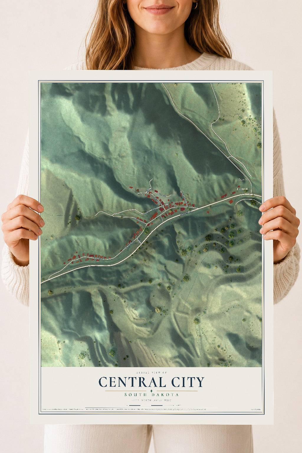 Map of Central City, South Dakota, 18 x 24 inch unframed archival matte print