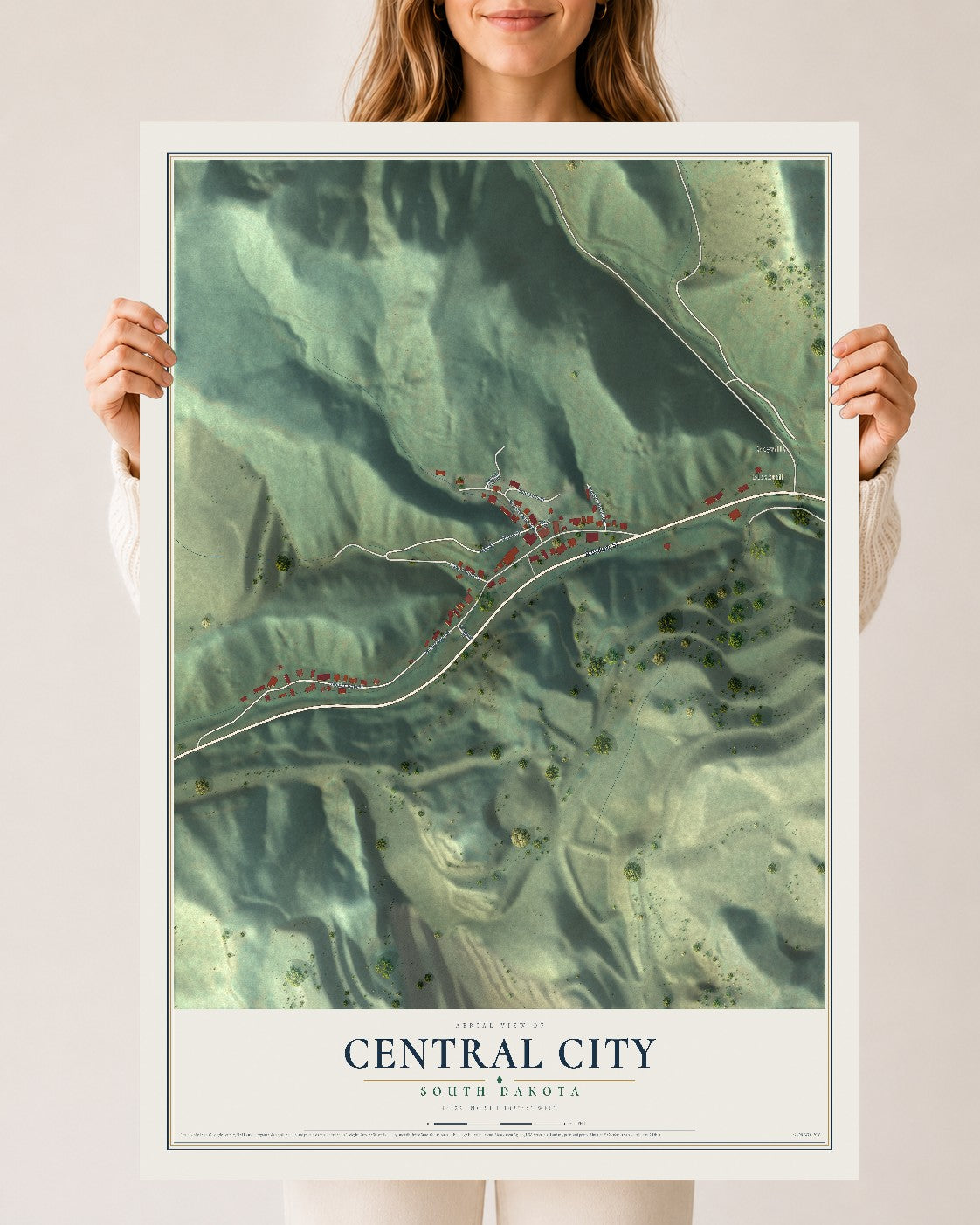 Map of Central City, South Dakota, 24 x 36 inch unframed archival matte print
