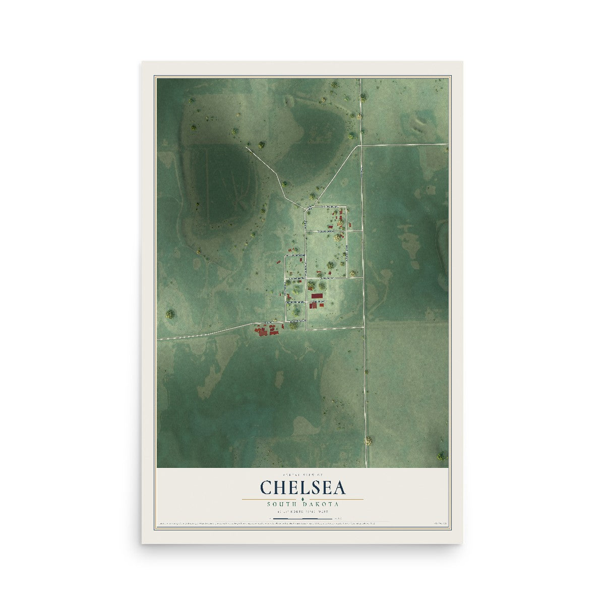 Map of Chelsea, South Dakota, 12 x 18 inch unframed archival matte print