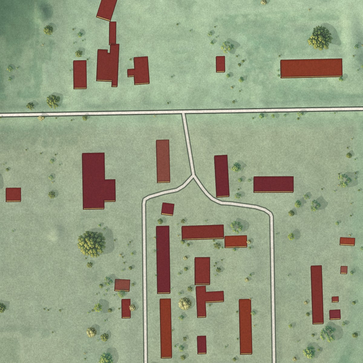 Close-up of the map of Clark Colony, South Dakota print showing street and building detail