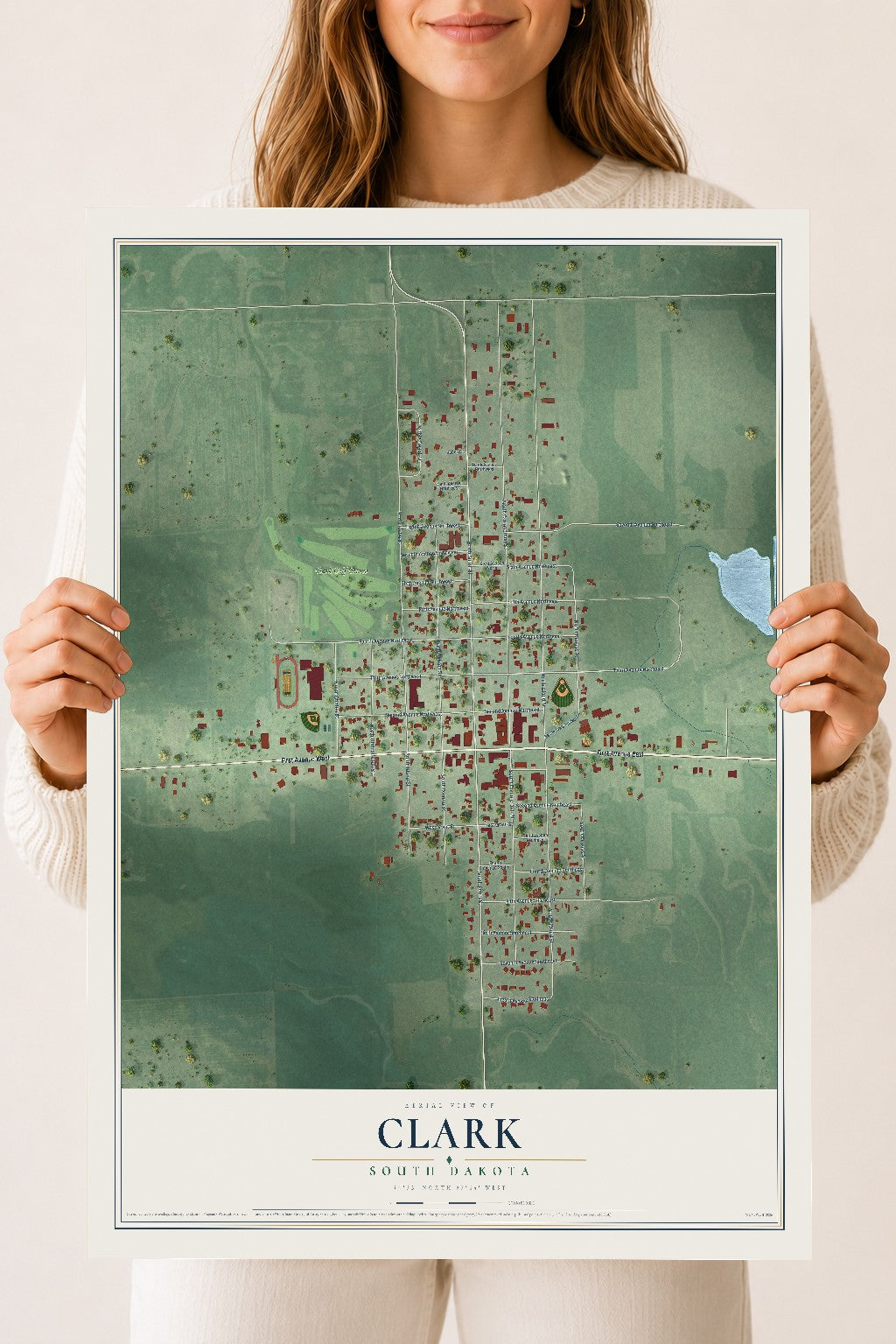 Map of Clark, South Dakota, 18 x 24 inch unframed archival matte print