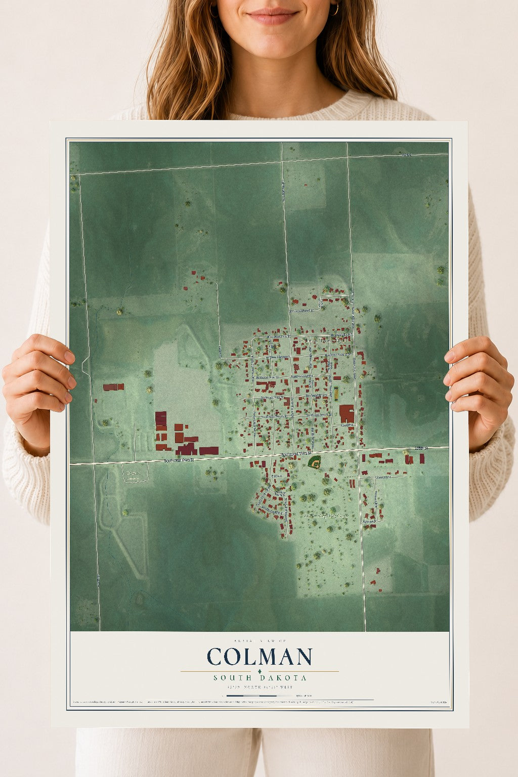 Map of Colman, South Dakota, 18 x 24 inch unframed archival matte print