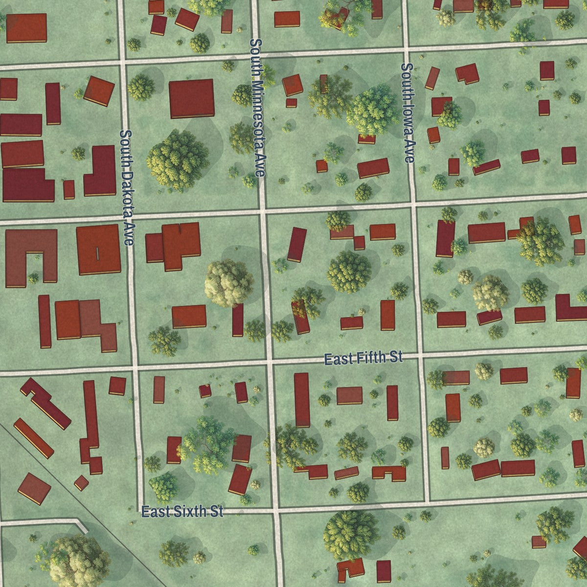 Close-up of the map of Colton, South Dakota print showing street and building detail
