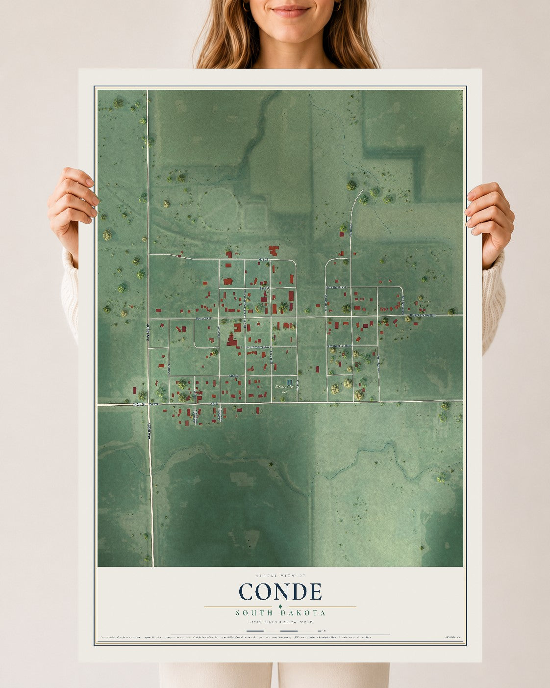 Map of Conde, South Dakota, 24 x 36 inch unframed archival matte print