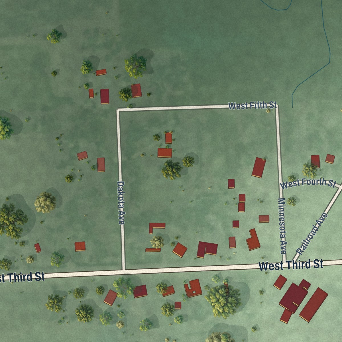 Second close-up of the map of Davis, South Dakota print showing more streets and buildings