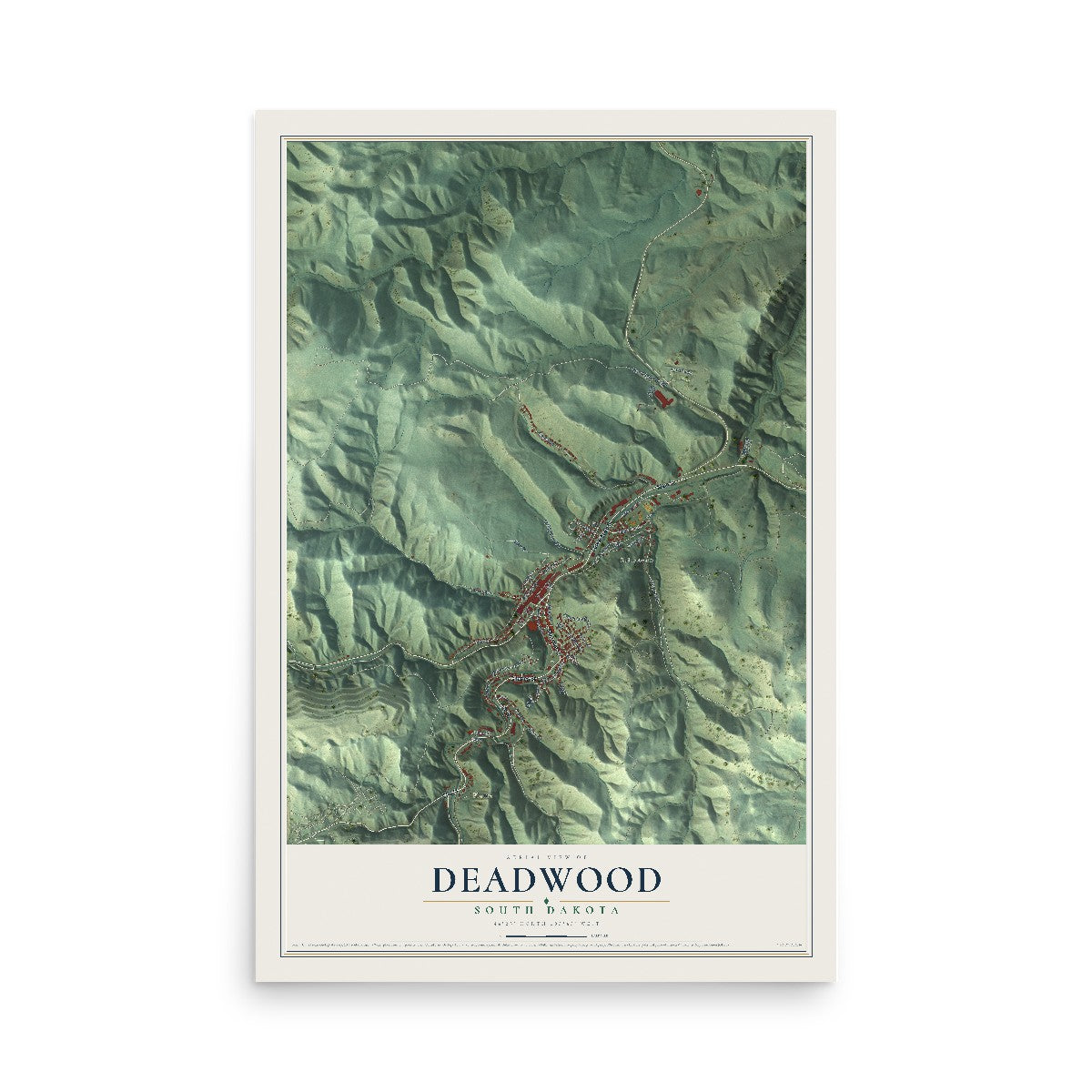 Map of Deadwood, South Dakota, 12 x 18 inch unframed archival matte print
