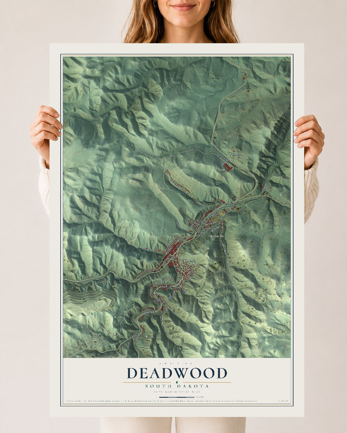 Map of Deadwood, South Dakota, 24 x 36 inch unframed archival matte print