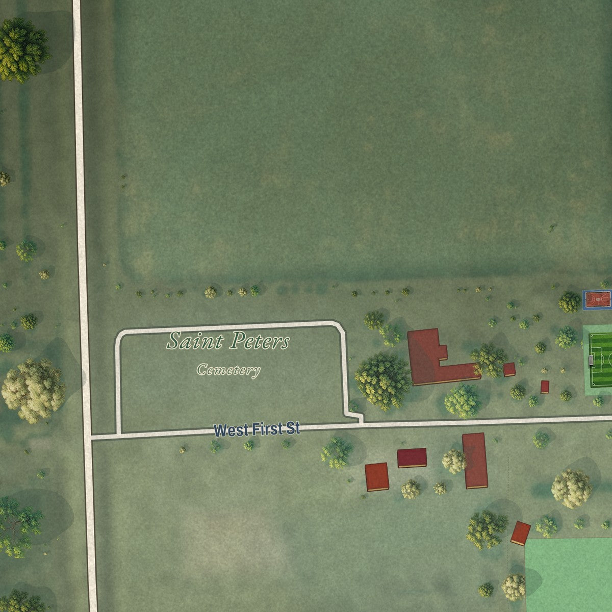 Second close-up of the map of Dimock, South Dakota print showing more streets and buildings