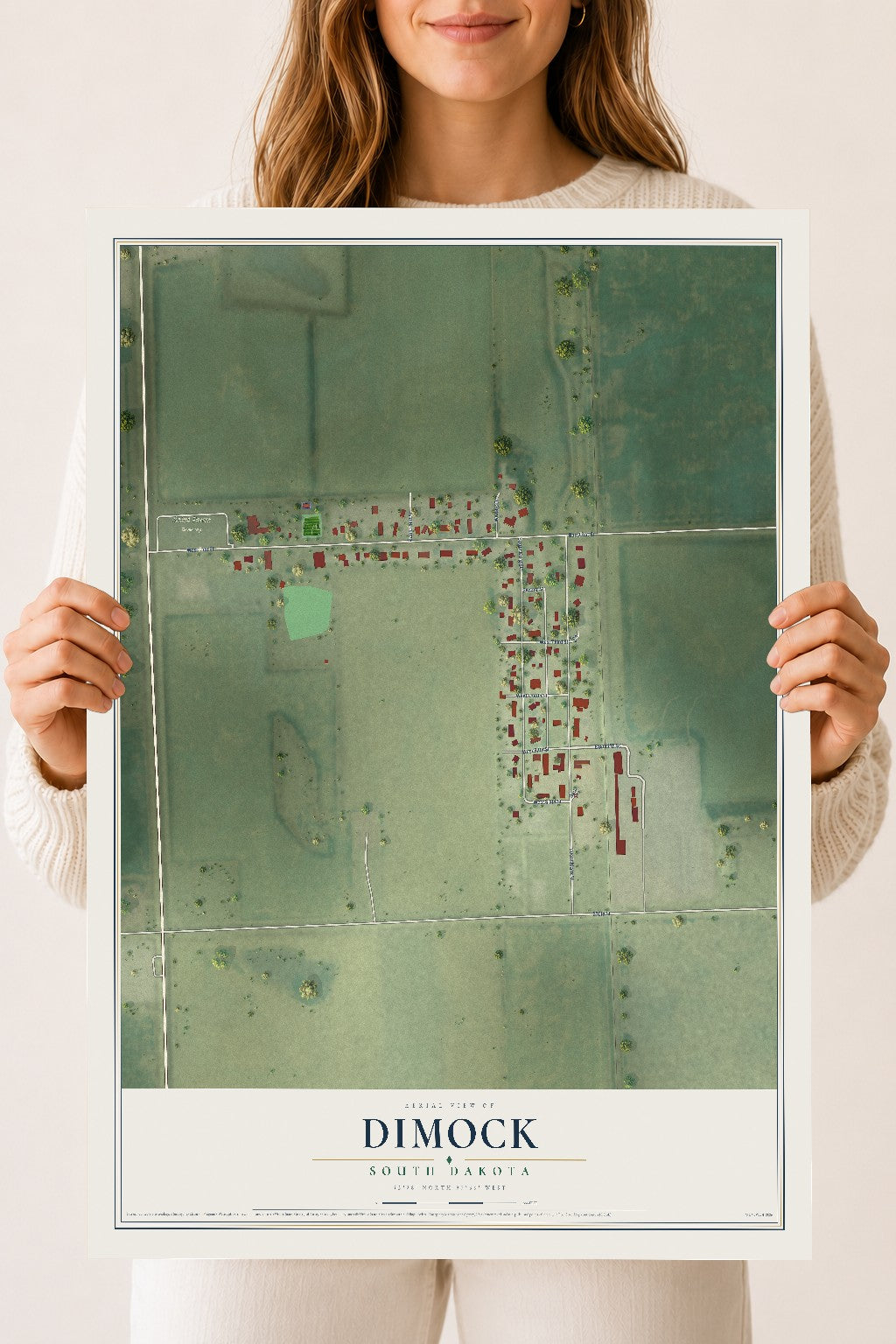 Map of Dimock, South Dakota, 18 x 24 inch unframed archival matte print