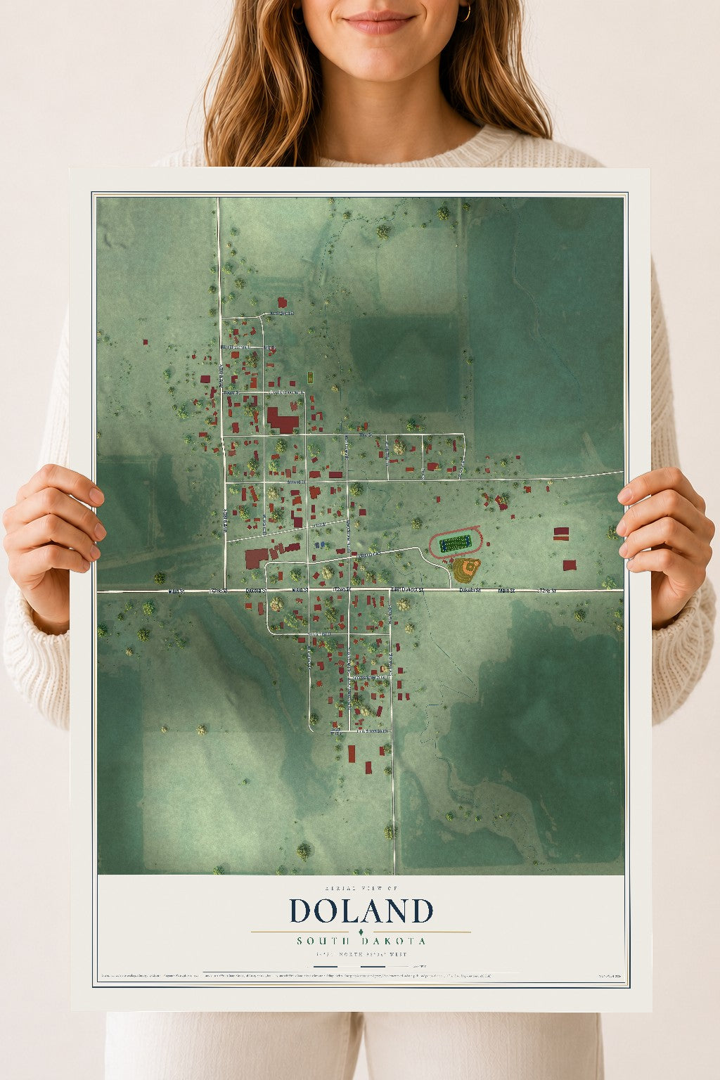 Map of Doland, South Dakota, 18 x 24 inch unframed archival matte print