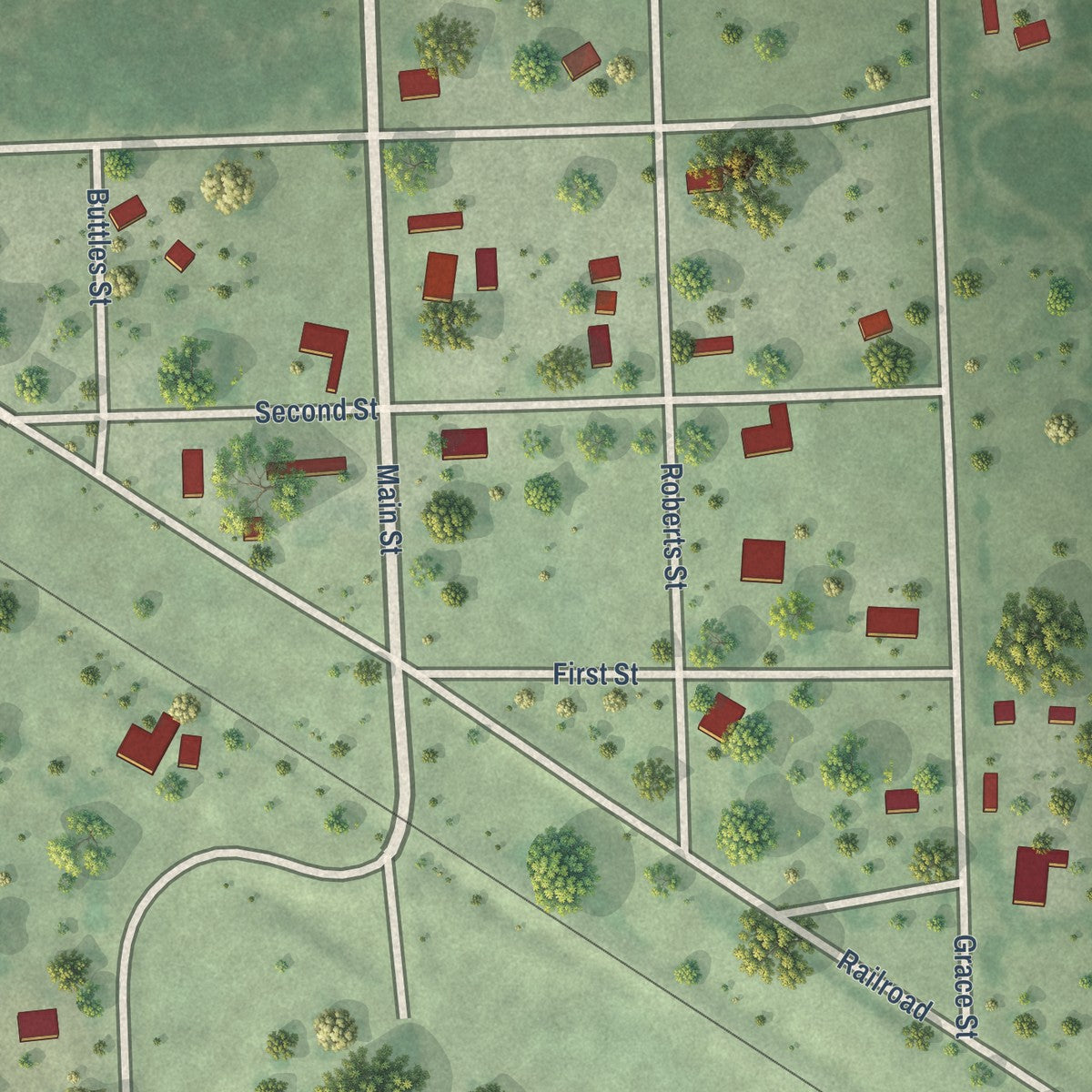 Close-up of the map of Dolton, South Dakota print showing street and building detail