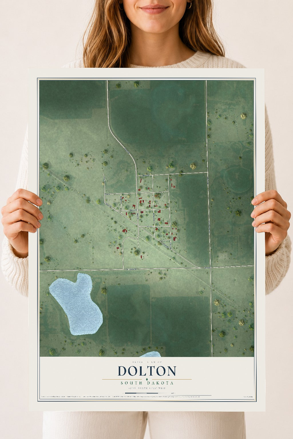 Map of Dolton, South Dakota, 18 x 24 inch unframed archival matte print