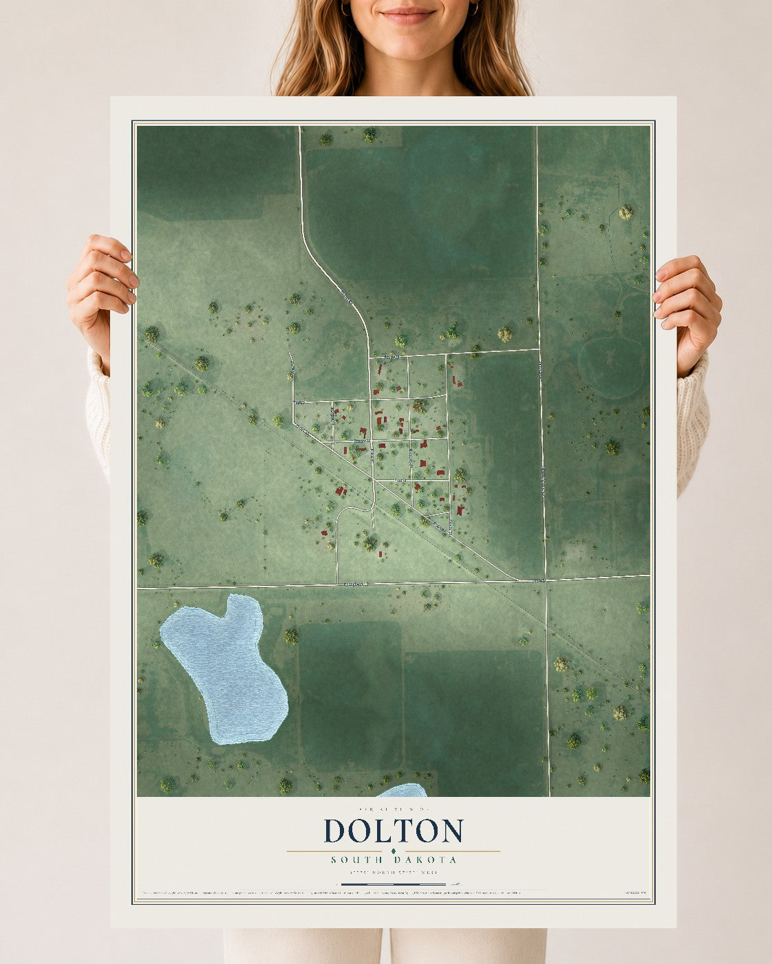 Map of Dolton, South Dakota, 24 x 36 inch unframed archival matte print