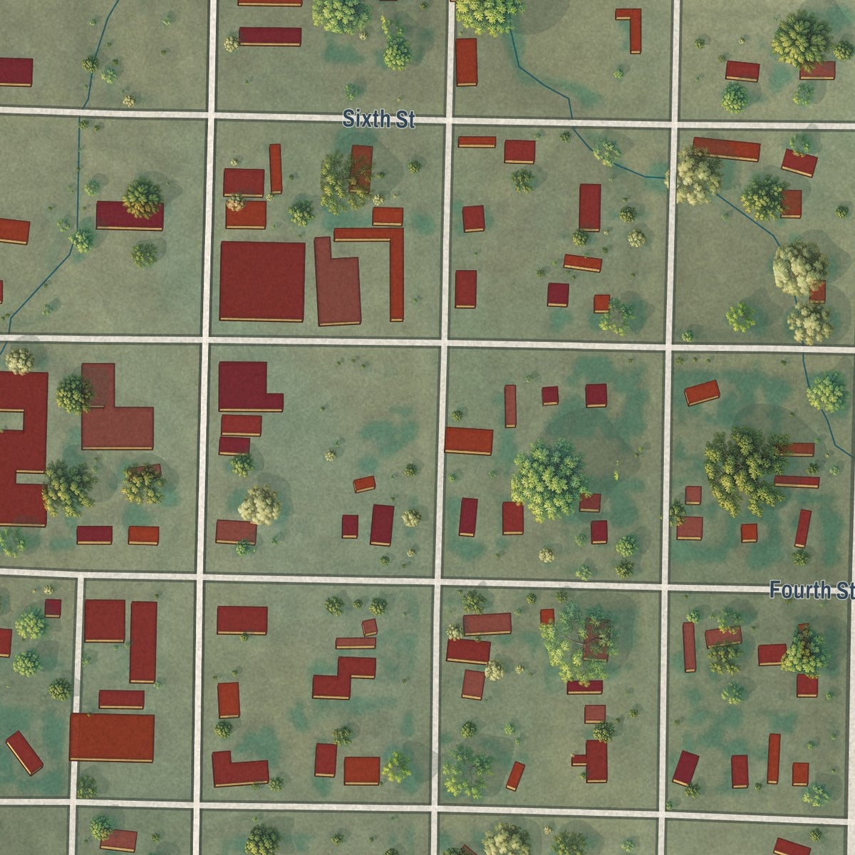 Close-up of the map of Dupree, South Dakota print showing street and building detail