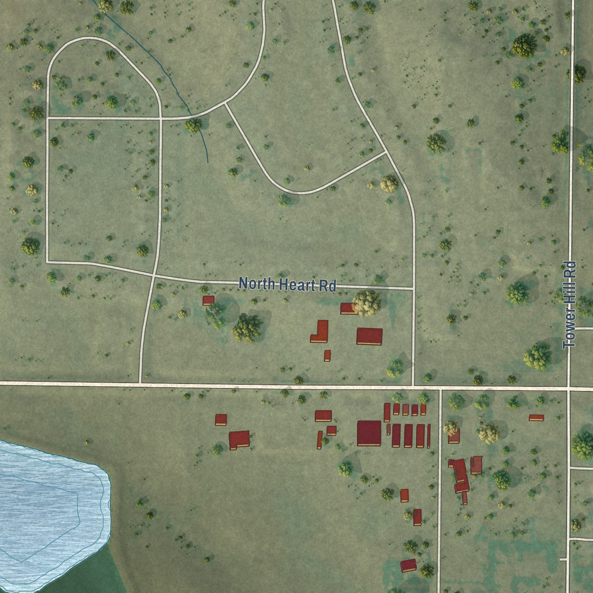 Second close-up of the map of Eagle Butte, South Dakota print showing more streets and buildings