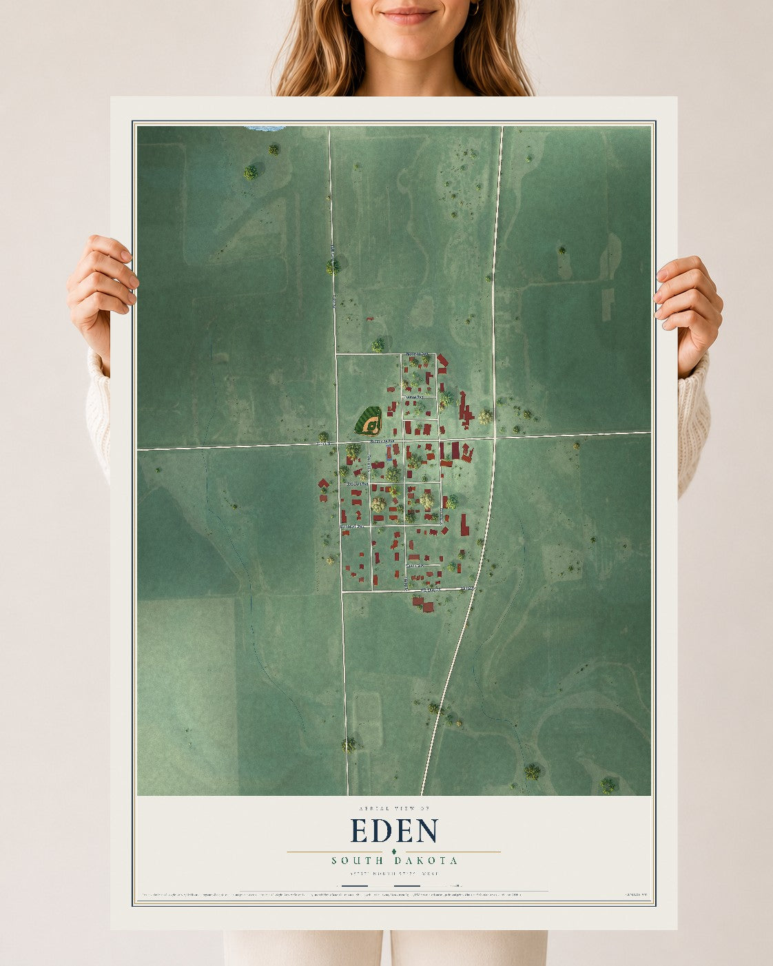 Map of Eden, South Dakota, 24 x 36 inch unframed archival matte print
