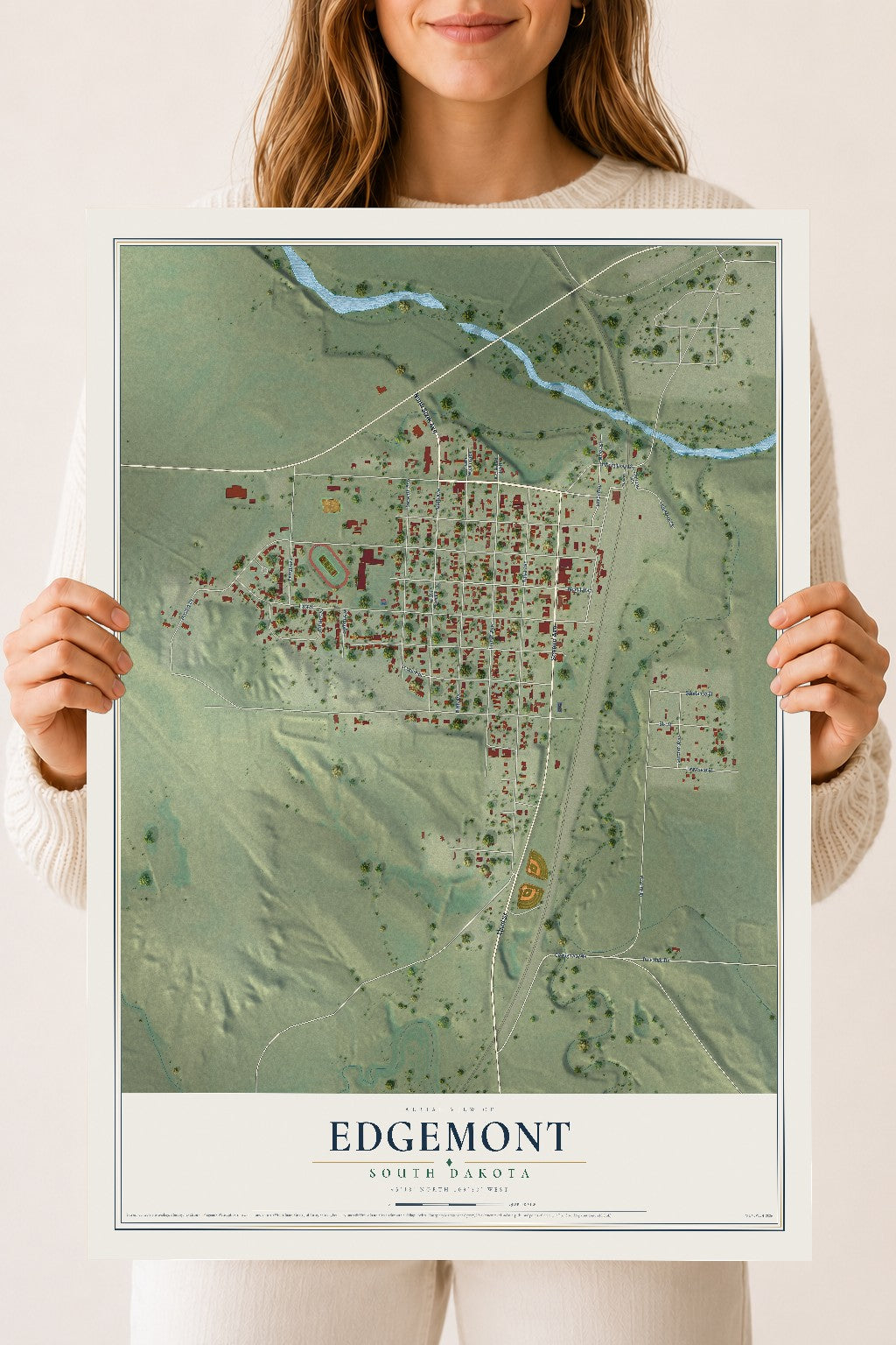 Map of Edgemont, South Dakota, 18 x 24 inch unframed archival matte print