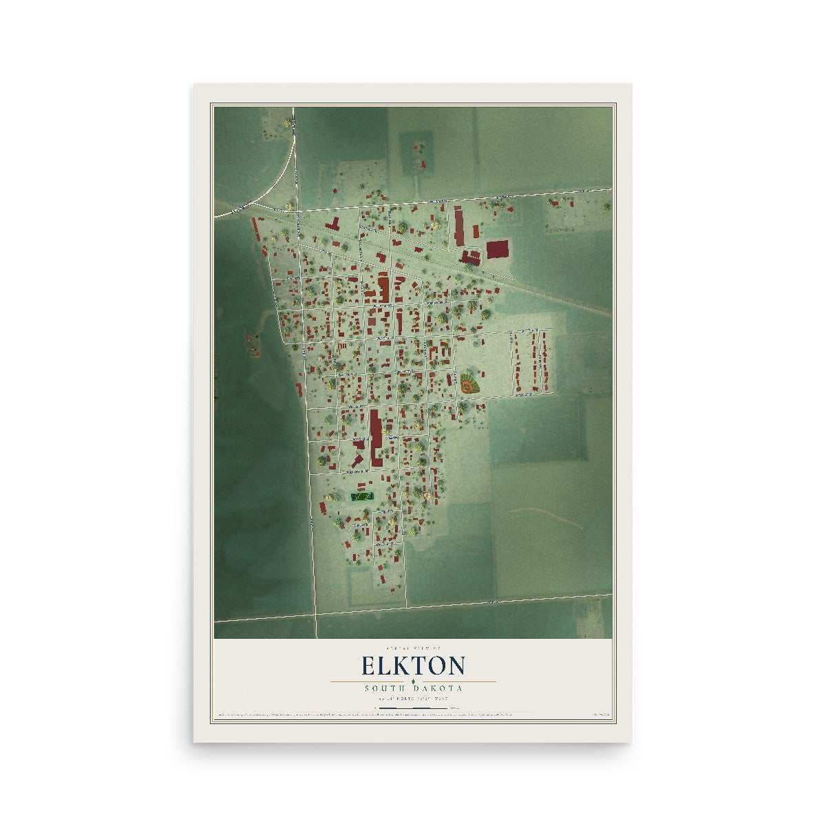 Map of Elkton, South Dakota, 12 x 18 inch unframed archival matte print