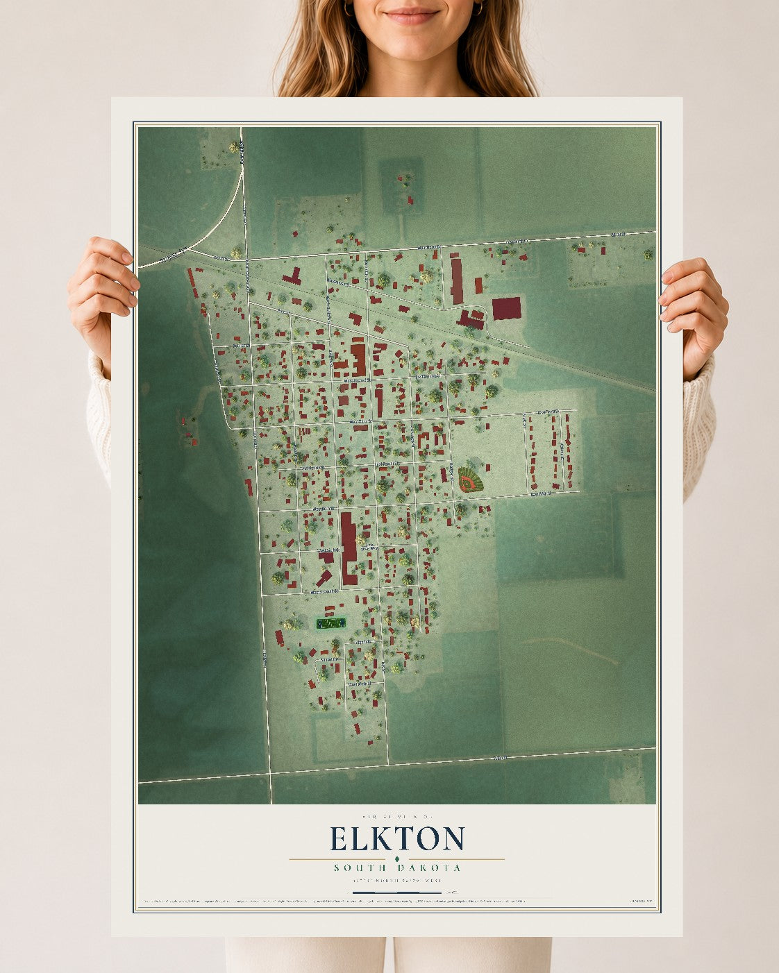 Map of Elkton, South Dakota, 24 x 36 inch unframed archival matte print