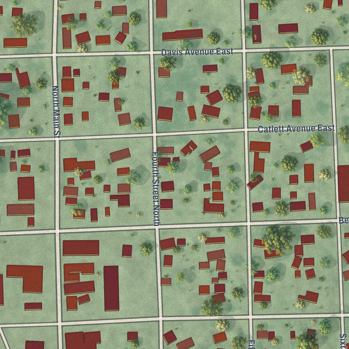 Close-up of the map of Estelline, South Dakota print showing street and building detail