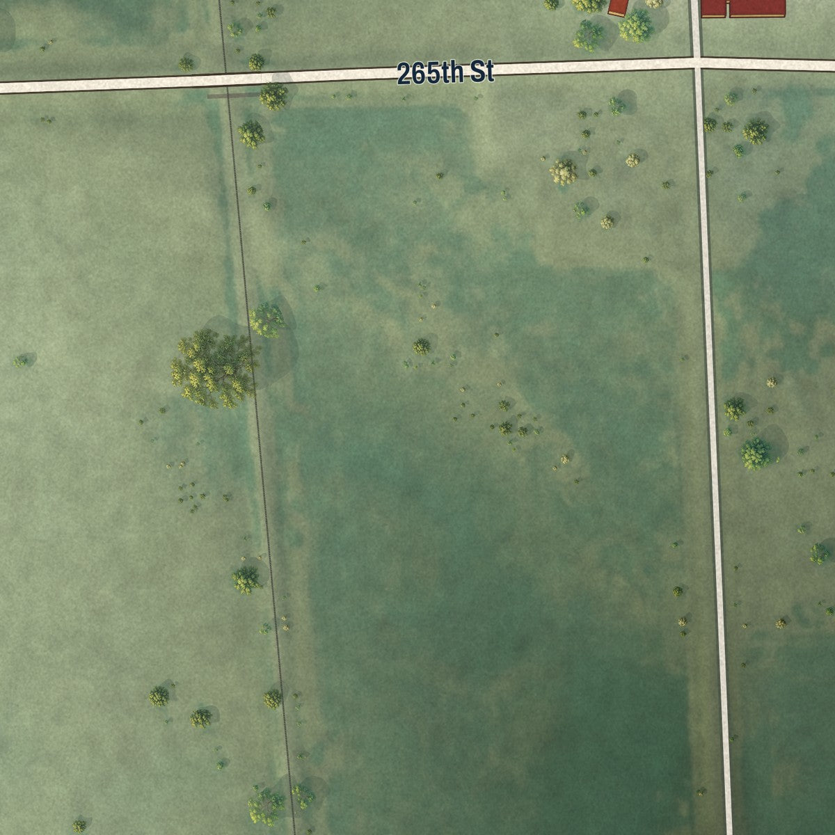Second close-up of the map of Ethan, South Dakota print showing more streets and buildings