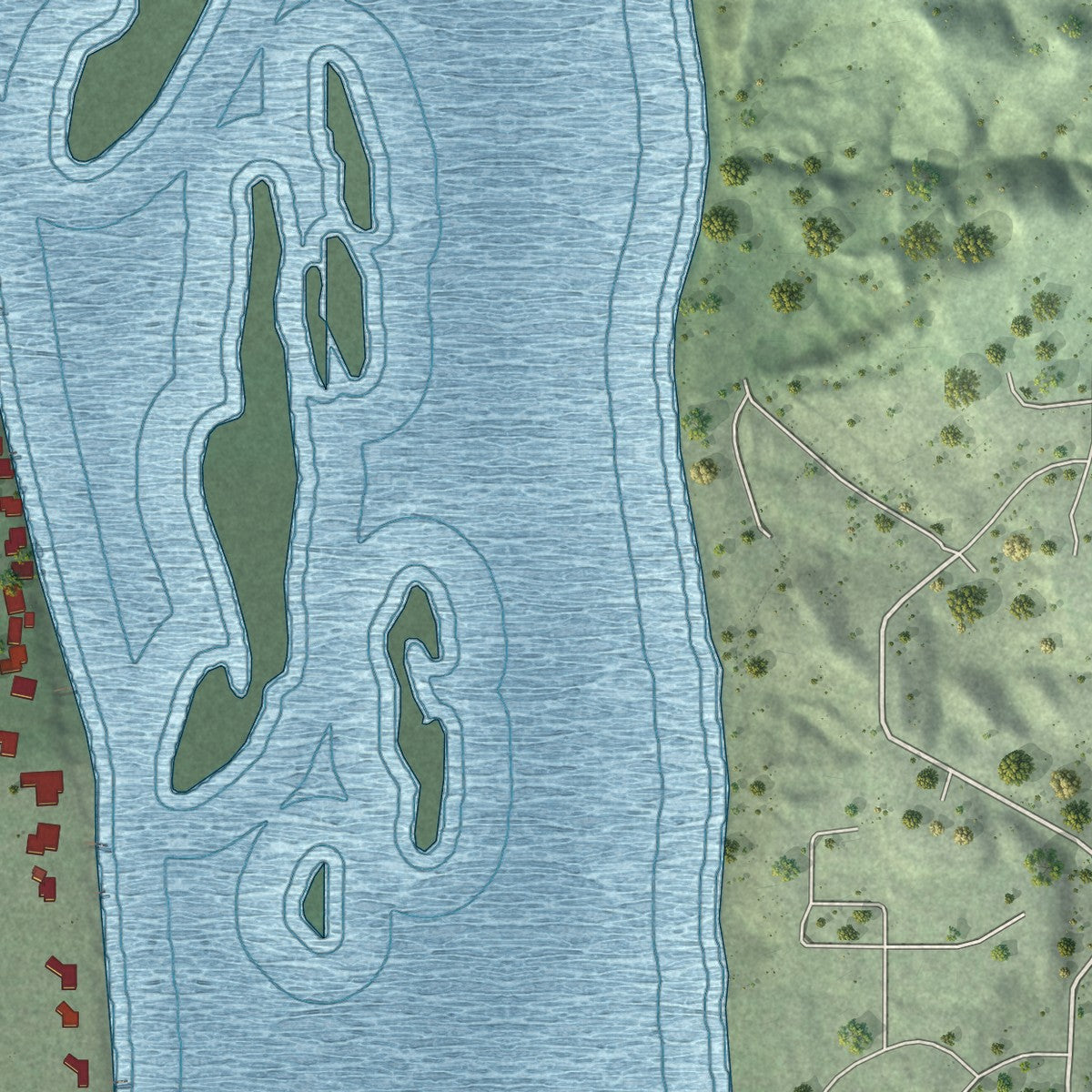 Second close-up of the map of Fort Pierre, South Dakota print showing more streets and buildings