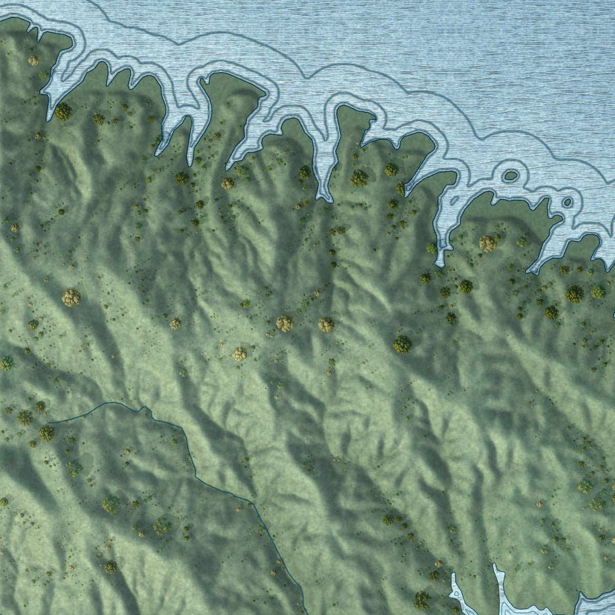 Close-up of the map of Fort Thompson, South Dakota print showing street and building detail