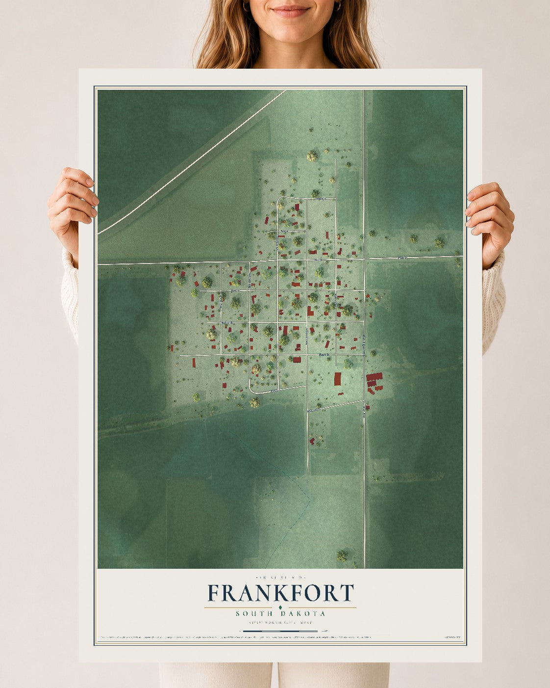 Map of Frankfort, South Dakota, 24 x 36 inch unframed archival matte print