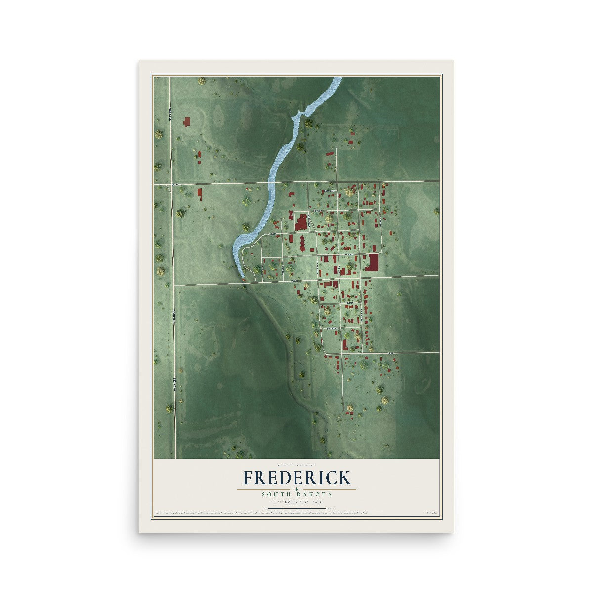 Map of Frederick, South Dakota, 12 x 18 inch unframed archival matte print