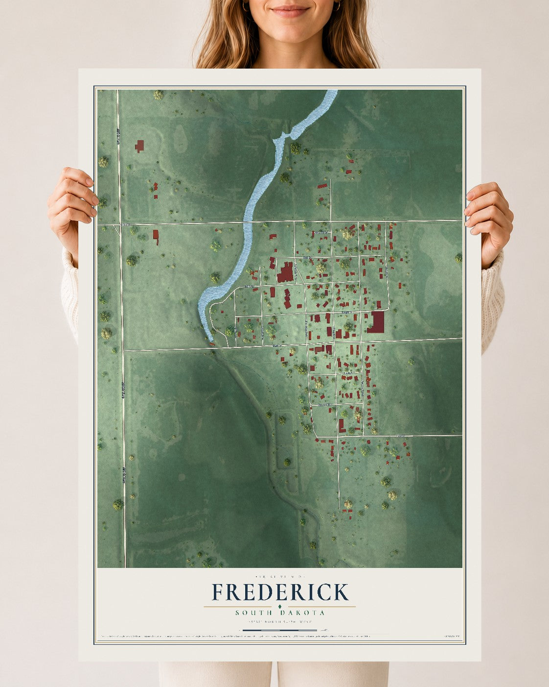 Map of Frederick, South Dakota, 24 x 36 inch unframed archival matte print