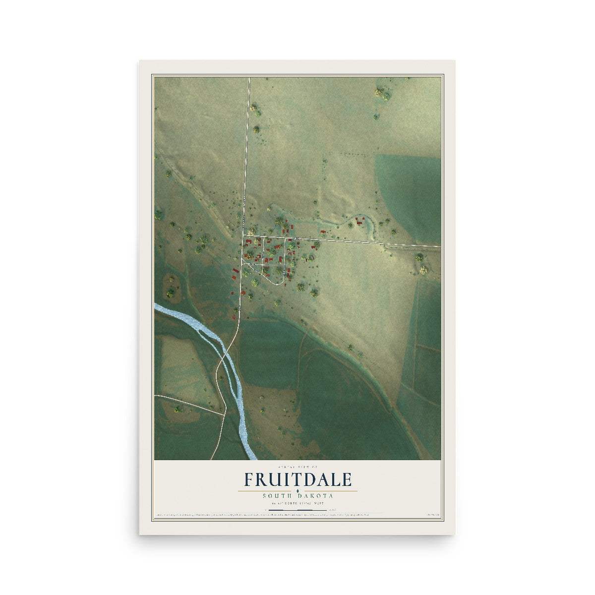 Map of Fruitdale, South Dakota, 12 x 18 inch unframed archival matte print