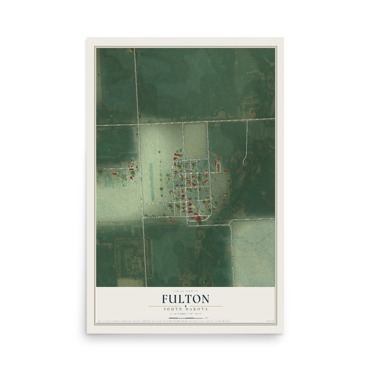 Map of Fulton, South Dakota, 12 x 18 inch unframed archival matte print