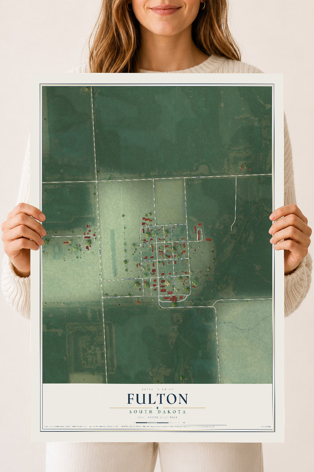 Map of Fulton, South Dakota, 18 x 24 inch unframed archival matte print